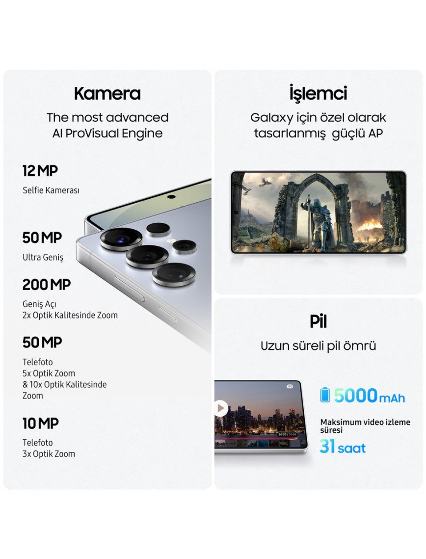 Samsung Galaxy S25 Ultra 512 GB 12 GB Ram (Samsung Türkiye Garantili) Gri Titanyum